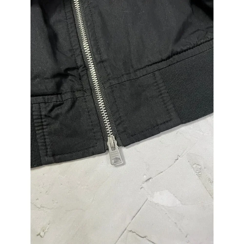 AllSaints Bassett Bomber Jacke SIZE L Black Ruched Back Lightweight Pockets NWOT